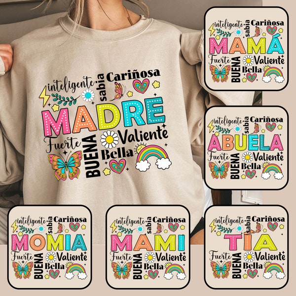 Bundle Madre Png, Spanish Mama Png, Happy Mother's Day, Latina Mom Png, Mama Sweatshirt, Floral Madre Png, Bright Doodle Png, Gif For Mom