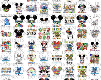 Bundle 64+ Cartoon Autism Png, Character Autism Awareness Png, Mouse Autism Puzzle Png, Autism Love Rainbow, Autism Support, Neurodiversity