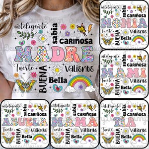 Bundle Madre Png, Latina Mom Png, Spanish Mama Png, Happy Mother&#39;s Day, Mama Sweatshirt, Floral Madre Png, Bright Doodle Png, Gif For Mom