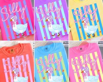 Paquete PNG de Silly Goose a rayas neón, PNG de Preppy Mom Goose, Diseño femenino moderno para niños, mujeres, rayas de tendencia en acuarela costera de Summer Bay