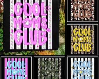Cool Moms Club PNG Bundle, Preppy Striped Mom Png, Coquette Floral Mama Png, Camo Mom Club Shirt Design, Mom Leopard Print, Mother's Day Png