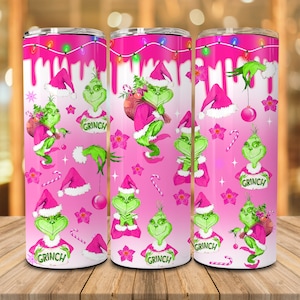 Pink Christmas 20 Oz Skinny Tumbler Png, Christmas 20oz Tumbler Wrap ...