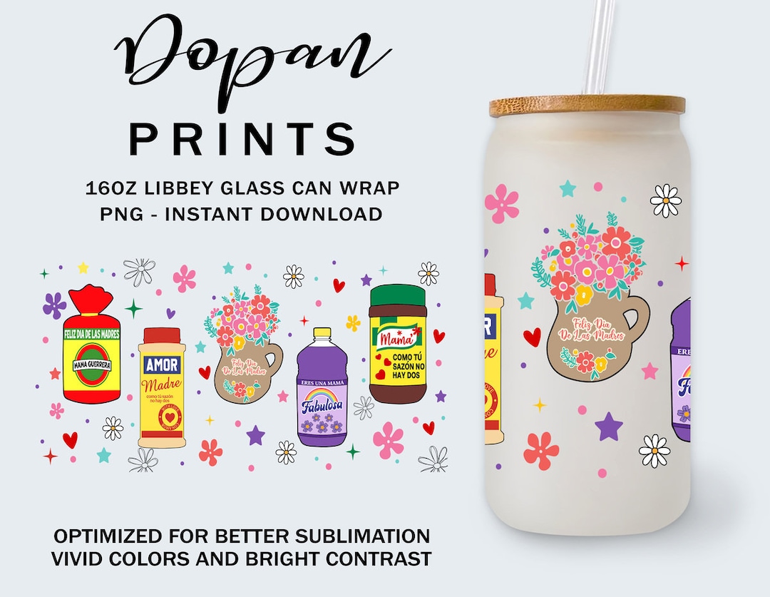 Mama Topper Multipack 16oz Glass Can Wrap Png, Happy Mother's Day Glass ...