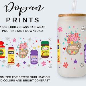 Envoltorio para lata de vidrio de 16 oz con diseño de Mama Topper, envoltorio para lata de vidrio para el día de la madre, envoltura para lata de mamá en español, diseño de envoltura para lata de vidrio de 16 oz de Madre Libbey