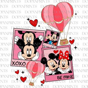 Happy Valentine&#39;s Day 2025 Png, Pink Hot Air Balloon Valentines Png, Mouse Couple Png, Magical Heart Valentines Png, Groovy Valentine Design