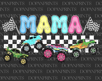 Monster Truck Mama Png, Checkered Monster Truck Png, Pregnant Mama Png, New Mom Png, Funny Mama Truck Png, Boys Birthday Party Shirt Gift