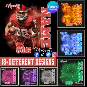Custom Football High School Bundle, Editable Football Mascot Shirt Template, Game Day Sports Football Player Canva Template Digital Design