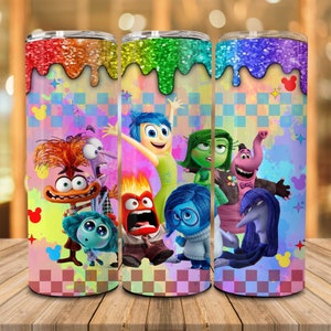 Cartoon Emotions Friends 20oz Skinny Tumbler, Sparkle Glitter Tumbler, Today I Feel 20oz Tumbler Wrap, Colorful Tumbler Sublimation Design