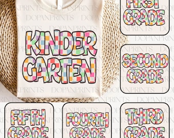 Bundle Back To School Png, Teacher Grade Png, Kindergarten 1st/2nd/3rd Grade Png, First Day Of School Png, Checkered Grade, Gift For Teacher