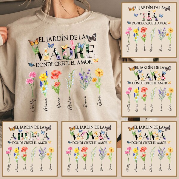 Custom el jardín de la abuela  donde crece el amor Png, Diy Birth Month Flower, Mother's Day Png, Mama Floral Png, Watercolor Floral Png