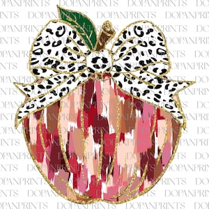 Colorful Coquette Glitter Apple Png, Apple Bow Teacher Png, Back To School Png, First Day School, Coquette Bow Teacher Png,Leopard Apple Bow