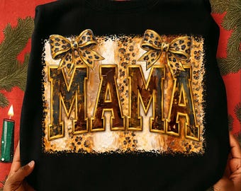 Coquette Leopard Mama PNG, Retro Mama Png, Preppy Mom Png, Mother's Day Shirt Design, Cheetah Bow Mom Life Png, Trendy Mama Digital Download