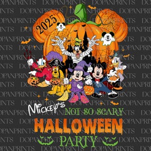 Not So Scary Halloween Party 2025 Png, Mouse And Friend Halloween, Boo Png, Retro Halloween Png, Spooky Season, Mouse Pumpkin Halloween Png