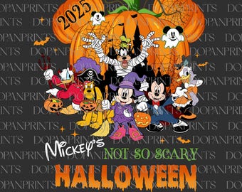 Not So Scary Halloween Party 2025 Png, Mouse And Friend Halloween, Boo Png, Retro Halloween Png, Spooky Season, Mouse Pumpkin Halloween Png