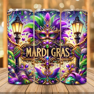 Carnival NOLA Mardi Gras, Mardi Gras 20oz Skinny Tumbler Png, Bourbon Street Party, Fat Tuesday Png, Mardi Gras Tumbler Sublimation Design