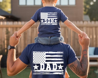 Paquete de bandera estadounidense para papá, camiseta a juego para papá e hijo, regalo para el Día del Padre, papá patriótico, camiseta para papá e hijo con look familiar del 4 de julio de EE. UU.
