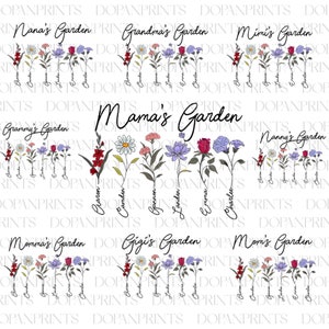 Bundle Mama's Garden Png, Birth Month Flowers Png, Happy Mother's Day 2024, Watercolor Floral Png, DIY Birth Month Flower, Gift For Grandma