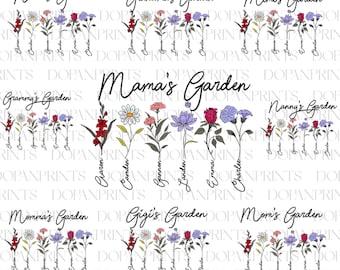 Bundle Mama's Garden Png, Birth Month Flowers Png, Happy Mother's Day 2026, Watercolor Floral Png, DIY Birth Month Flower, Gift For Grandma