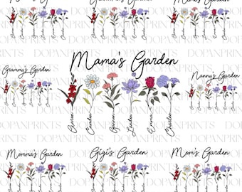 Bundle Mama's Garden Png, Birth Month Flowers Png, Happy Mother's Day 2024, Watercolor Floral Png, DIY Birth Month Flower, Gift For Grandma