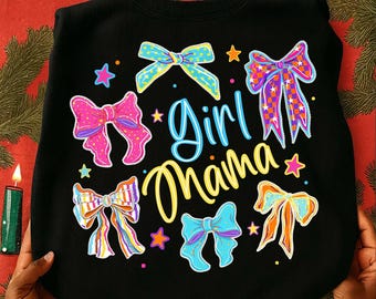 Girl Mama Png, Colorful Coquette Girl Mama Png, Girl Mama Regalo del Día de la Madre, Camiseta para Mamá de Niñas, Camiseta Coquette Mama, Estética Femenina Mamá