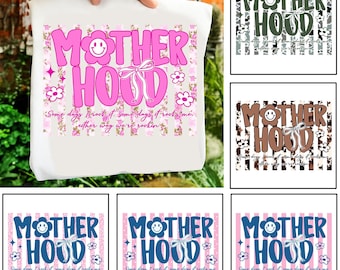 Striped Motherhood PNG Bundle, Preppy Mom Shirt Design, Coquette Motherhood Png, Retro Gift for Mother's Day, Trendy Mama Sublimation Design