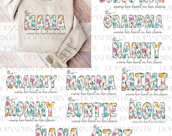 Paquete personalizado "Llevo mi corazón en la manga" (Png), "Flor de mamá" (Png), "Acuarela floral" (Png), "Feliz Día de la Madre", "Flor de mamá" (Png), "Regalo para la abuela"