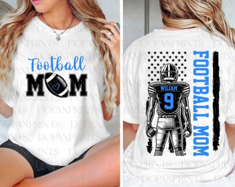 Custom Football Mom PNG Bundle, Retro Sports Png, Game Day Png, Personalized Text and Number Png, Football Season Png, Gift For Player Shirt