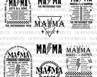 Bundle Funny Motherhood Svg, Mama Tour Svg, Some Days I Rock It Svg, Some Days It Rocks Me, Happy Mother's Day Svg, Retro Checkered Mom Png