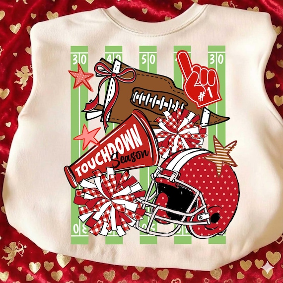 Touchdown Season Png, Football Game Day Png, Football Mama Png, Stripes Football Bow Png, Sport Mom Shirt, Fall Football Sublimation Design