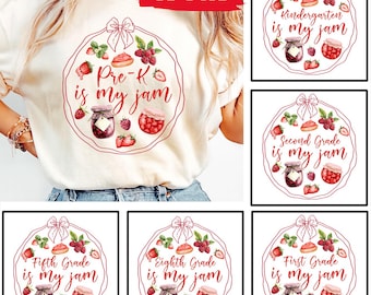 Lot de coquettes aux fraises Is My Jam pour la rentrée Png, maternelle, chemise pour la rentrée des enseignants, fraises pré-maternelle 1re/2e/3e années