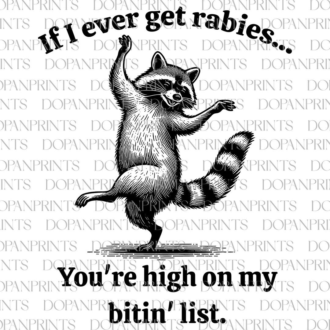 If I Ever Get Rabies You're High on My Bitin' List Png, Funny Raccoon ...