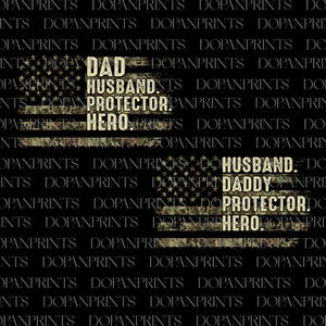 Paquete de papá, esposo y héroe protector (en formato PNG), papá con camuflaje de caza (en formato PNG), el mejor papá del mundo (en formato PNG), papá militar (en formato PNG), regalo del Día del Padre, papá con camuflaje vintage (en formato PNG)