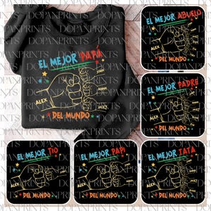 Personalized Toddler Kid El Mejor Papa Del Mundo Fist Bump Png, Spanish Papá Png, Custom Father's Day Png, Latina Dad Gift, Daddy's Team Png