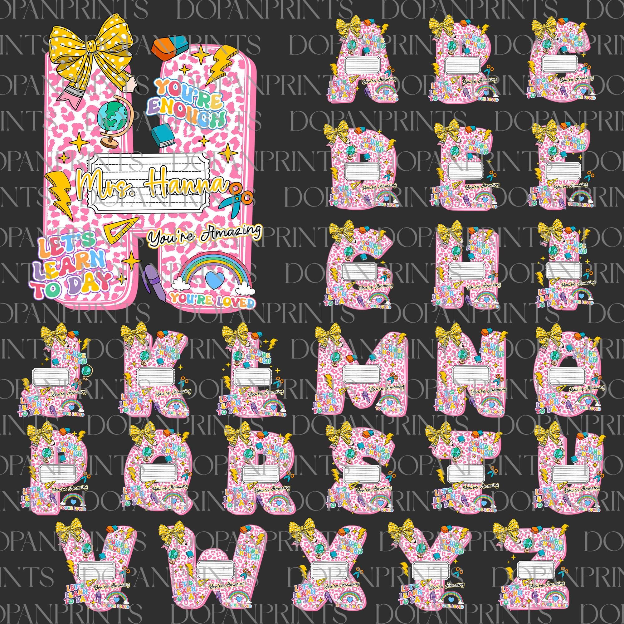 Personalized Alphabet Name Teacher PNG Bundle, Custom Teacher Composition Book Shirt, First Day Of School Png, Teacher Appreciation Gifts
