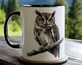 Owl Mug, Bird Lover Gift, Forest Animal Coffee Mug 11oz, Nature Wildlife Mug, Ceramic Owl Cup, Birdwatcher Gift, Pretty Owl Coffee Mug Gift