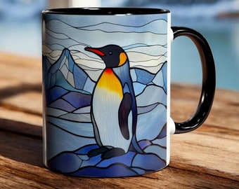 Buntglas-Pinguin-Becher, keramischer Pinguin-Becher 11 Unzen, arktischer Vogel-Kaffeebecher, Winter-Tierbecher, Pinguin-Liebhaber-Geschenk, Feiertags-Pinguin-Geschenk