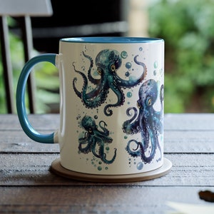 Oceanic Octopus Coffee Mug, 11oz Ceramic Octopus Mug, Ocean Animals Tentacles, Octopus Cup, Gift for Sea Animals Lover, Ocean Themed Gift