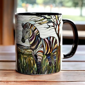 Zebra-Kaffeetasse, Keramik Zebra-Becher 11 Unzen, Glasmalerei Safari-Tier-Kaffeetasse, Zebra-Liebhaber-Geschenk, Zebra-Küchengeschirr, Tierliebhaber-Geschenk