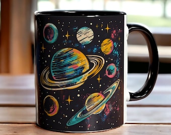 Space Themed Mug, Ceramic Galaxy Mug 11oz, Space Coffee Mug, Universe Stars Planets Coffee Cup,Space Lover Gift, Unique Astronomy Gift