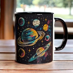 Weltraum-Thema Becher, Keramik Galaxy Becher 11 Unzen, Weltraum Kaffeetasse, Universum Sterne Planeten Kaffeetasse, Weltraum-Liebhaber Geschenk, Astronomie Geschenk