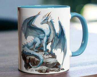 Keramische drakenkoffiemok, 11oz drakenmok, drakenkunst, drakenkop, fantasiemok, drakenkoffiekop, drakenminnaar cadeau, fantasiecadeau