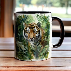 Ceramic Tiger Mug, 11oz Tiger Coffee Cup, Wildlife Tea Cup, Artistic Tiger Cup, Gift for Animal Lovers, Tiger Lover Gift, Tiger Gift