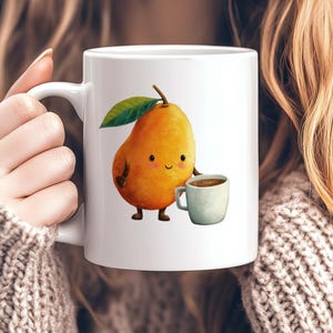 Niedliche Mango Becher, Obst Kaffeetasse 11 Unzen, lustiges tropisches Geschenk, Keramik Food Lover Becher, wunderliche Küchentasse, bunte Sommertasse