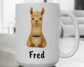 Taza de llama personalizada, taza de café de llama personalizada con nombre, regalo divertido para amantes de los animales, linda taza de té de llama, regalo personalizado para él o ella