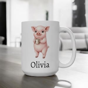 Mug cochon personnalisé, nom personnalisé porcelet, cadeau pour amoureux des cochons, mug cochon mignon, mug cochon drôle, cadeau animaux de la ferme, cadeau pour elle, porcelet