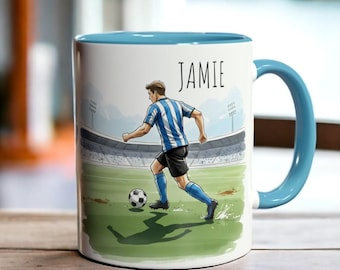 Personalized Football Soccer Mug 11oz, Custom Name Sports Coffee Cup, Soccer Player Gift, Football Fan Mug, Unique Sports Lover Drinkware