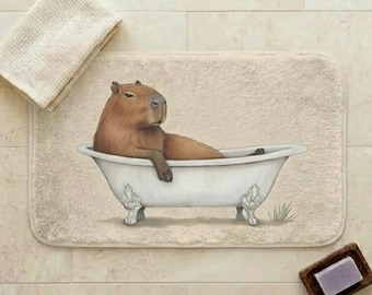 Capybara Badematte, lustige Capybara in der Badewanne, niedliche Badematte, wunderlicher Badezimmer Teppich, Capybara Geschenk, Tierliebhaber Badezimmer Dekor, einzigartiges Geschenk