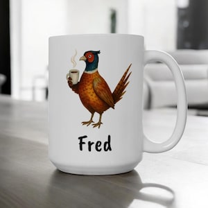 Custom Pheasant Mug with Name, Funny Bird Lover Gift, 11oz 15oz Pheasant Coffee Cup, Unique Hunter Gift, Personalized Pheasant Lover Gift