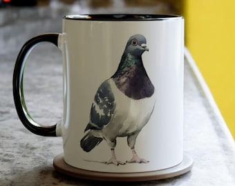 Pigeon Mug, Ceramic Pigeon Coffee Mug 11oz, Bird Themed Coffee Cup, Pigeon Tea Cup, Bird Lover Gift, City Bird Drinkware, Pigeon Lover Gift