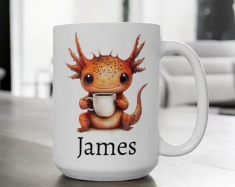 Personalized Axolotl Mug, Custom Name Axolotl Coffee Cup, Axolotl Lover Gift, Cute Axolotl Mug, Kawaii Axolotl, Exotic Pet Lover Gift Mug